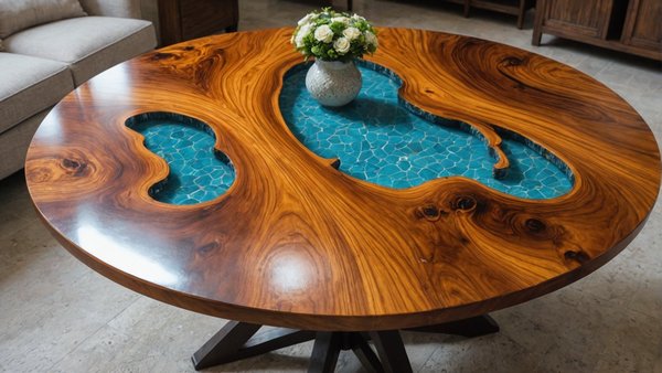 Découvrez l'élégance d'une table bois epoxy personnalisée